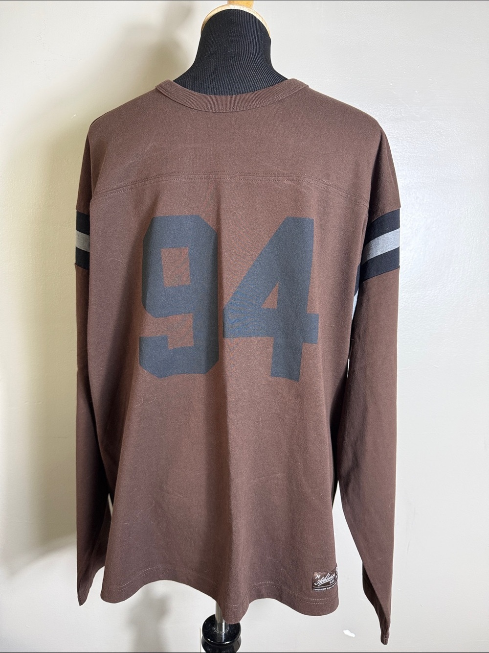 Old Navy Men's Brown Long-Sleeve Heavyweight Football Tee w Number 94 Sz L NWT
